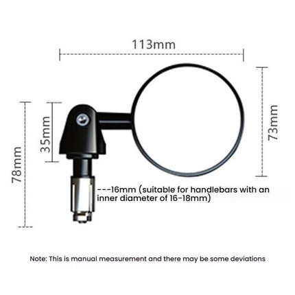 2pcs /Set Motorcycle Rearview Mirror Modified Retro Folding Round E-Bike Universal Reversing Mirror Reflector, Flat, Convex