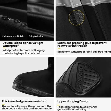 SULAITE Motorcycle Shoe Cover Thickened Anti-slip Wear-resistant Rain Shoes Outdoor Riding Adult Rain Boots, S, M, L, XL, 2XL
