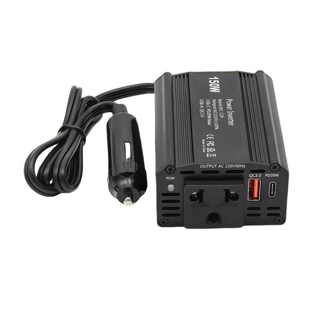 150W PD20W QC3.0 Fast Charging Car Inverter Car Cigarette Lighter Power Supply Adapter