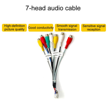 Palminfo Android Navigation Cable 7-Heads Audio Cable 16 Pin Power Cord GPS Antenna 4 Pin 6 Pin USB Cable Rear View Line, 6pcs / Set