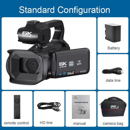 64MP 6K 18X Digital Zoom Ultra HD Video Camera With 4-Inch Touch Screen Camcorder, 6K 16G, 6K 32G, 6K 64G