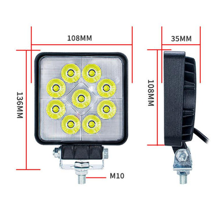 DC 12V-80V Forklift LED High Brightness Front Working Headlight, 4 Inches 9 Beads, 4 Inches 16 Beads