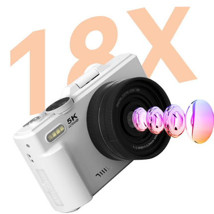 W1 5K HD Digital Camera 75MP 18X Digital Zoom WiFi Video Recorder With Flip Screen, W1 White, W1 Black