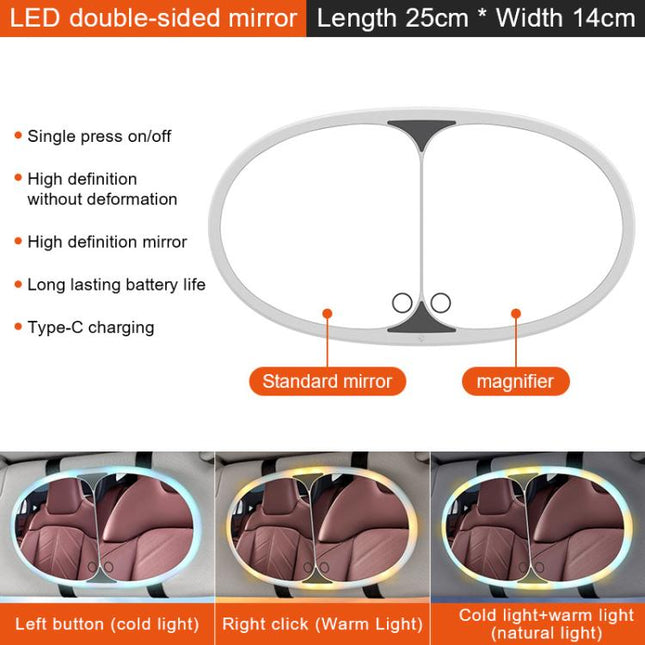 Car Sun Visor LED Touch Light Magnifying Makeup Mirror