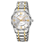 Men Silver Gold Strap Silver Dial