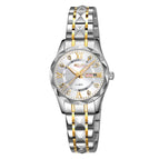 Women Silver Gold Strap Silver Dial