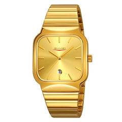 SKMEI 9361 Steel Strap Textured Dial Watch Business Casual Square Quartz Watch