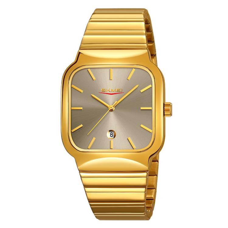 SKMEI 9361 Steel Strap Textured Dial Watch Business Casual Square Quartz Watch