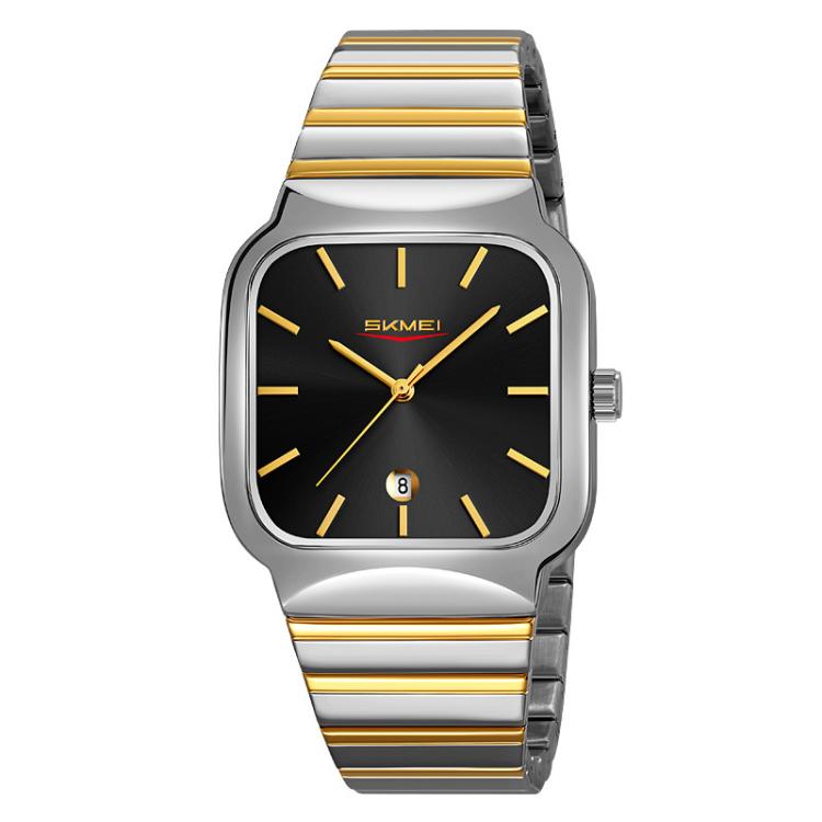 SKMEI 9361 Steel Strap Textured Dial Watch Business Casual Square Quartz Watch