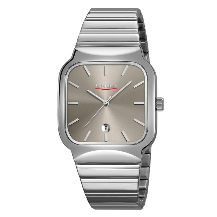 SKMEI 9361 Steel Strap Textured Dial Watch Business Casual Square Quartz Watch