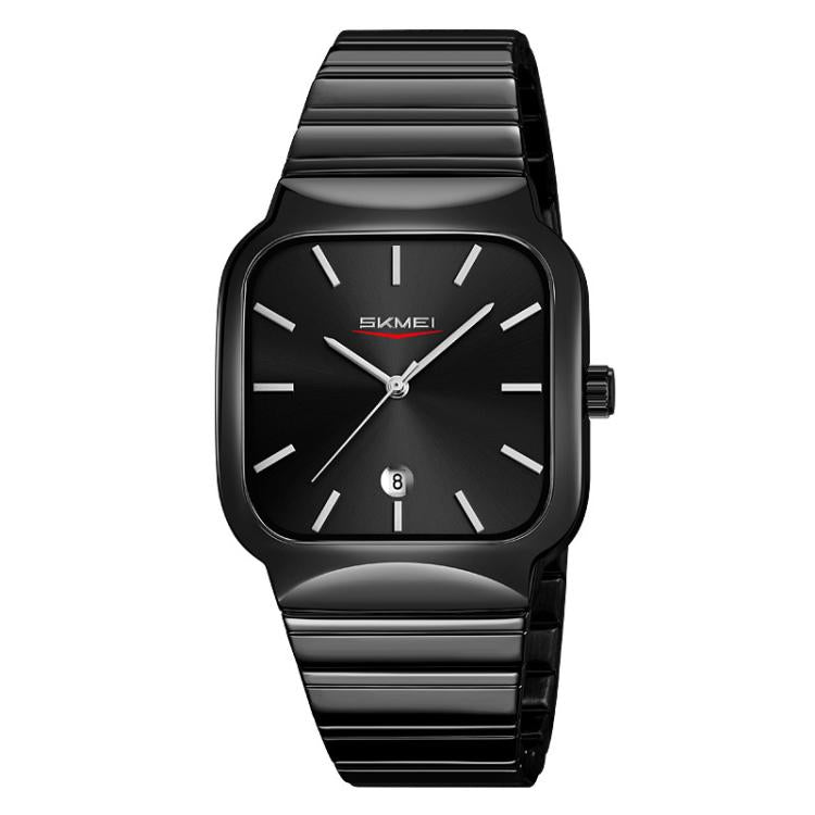 SKMEI 9361 Steel Strap Textured Dial Watch Business Casual Square Quartz Watch