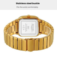 SKMEI 9361 Steel Strap Textured Dial Watch Business Casual Square Quartz Watch