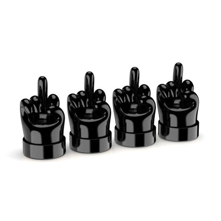 4pcs /Set Car Gesture Valve Tire Decorative Rubber Cap, Yellow Middle Finger, Black Middle Finger, Yellow OK, Black OK, Yellow Rock, Black Rock, Yellow Yeah, Black Yeah, Yellow Six, Black Six