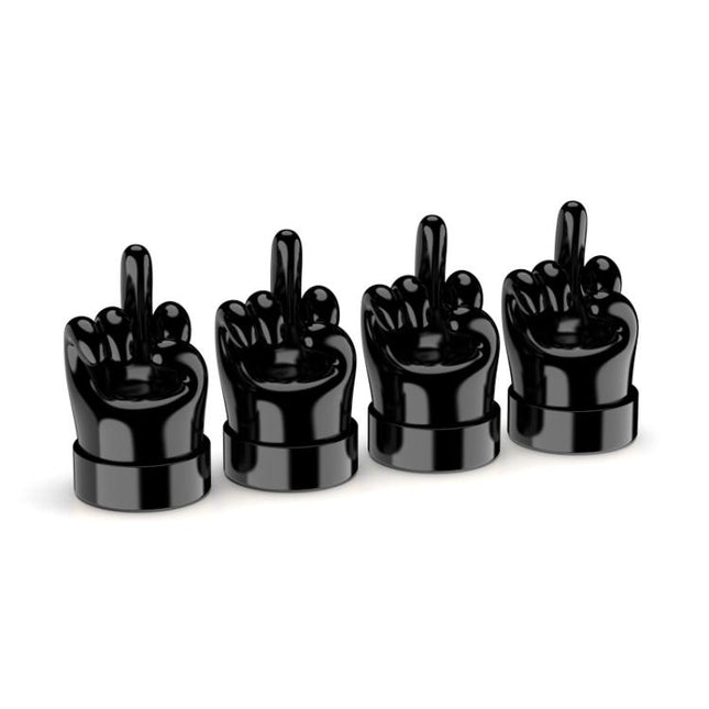 4pcs /Set Car Gesture Valve Tire Decorative Rubber Cap, Yellow Middle Finger, Black Middle Finger, Yellow OK, Black OK, Yellow Rock, Black Rock, Yellow Yeah, Black Yeah, Yellow Six, Black Six
