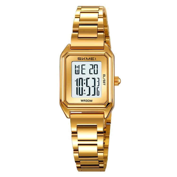 SKMEI 2493 Small Women Electronic Watch Square Steel Strap Watch