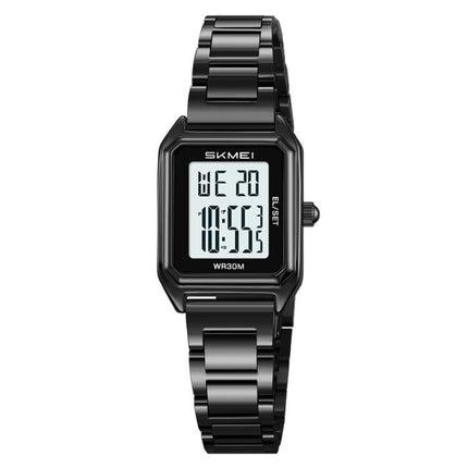 SKMEI 2493 Small Women Electronic Watch Square Steel Strap Watch, Gold Case White, Gold Case Black, Silver Case Black, Black Case White, Black Case Black