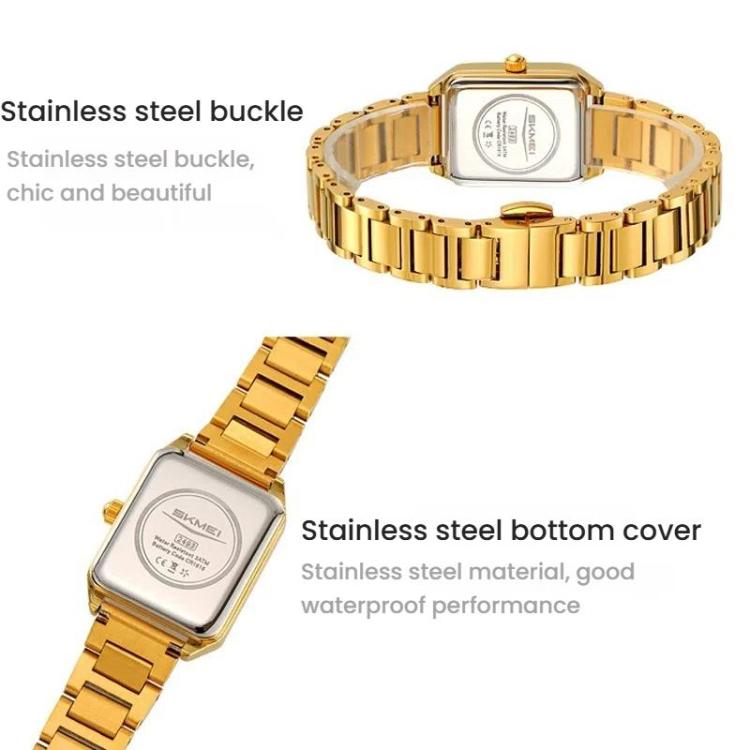 SKMEI 2493 Small Women Electronic Watch Square Steel Strap Watch