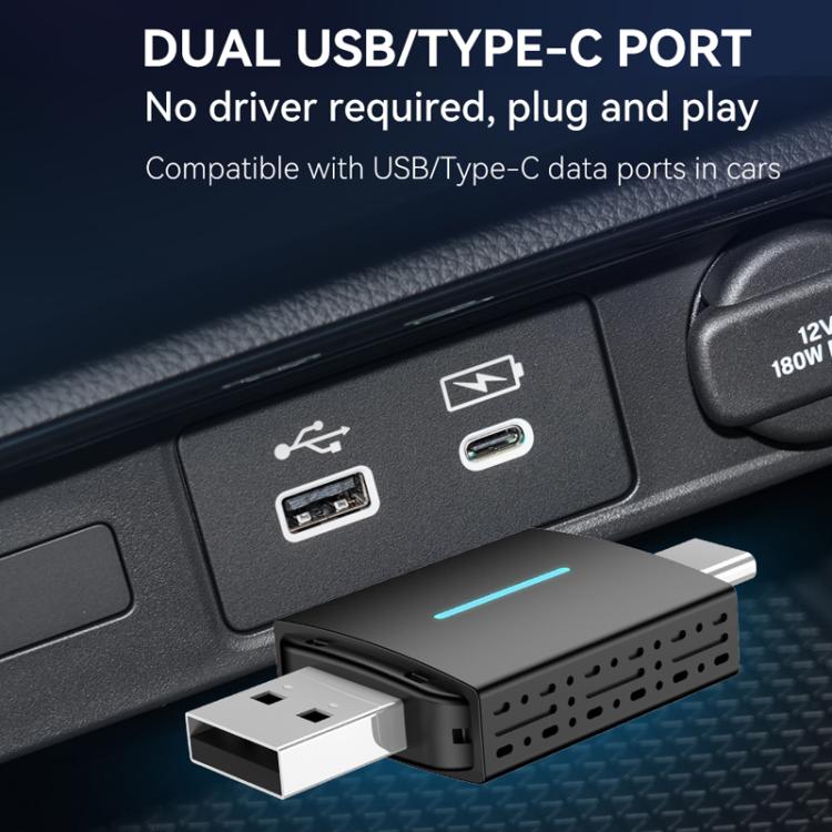 Car Wired Dual-port CarPlay/Android 2 in 1 Converts To Wireless Box