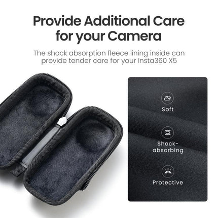 For Insta360 X5 Camera aMagisn Storage Bag Hard Shell Protective Case with Carabiner Clip, Storage Bag