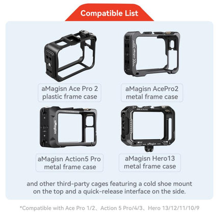 aMagisn Xplorer Grip Kit Street Vlogging Handle For Insta360, DJI Action, and GoPro Hero Series Action Cameras