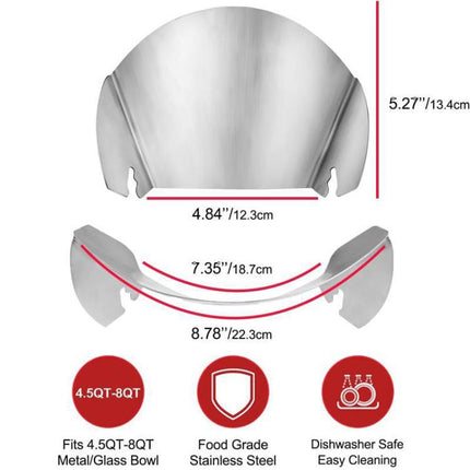 For KitchenAid Stand Mixer Stainless Steel Pouring Shield Food Chute Cover Attachment, Stainless Steel Pouring Shield