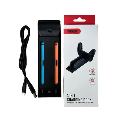 For Nintendo Switch 2 Pro & Joy-Con Controllers 3-in-1 Charging Dock with LED Indicators