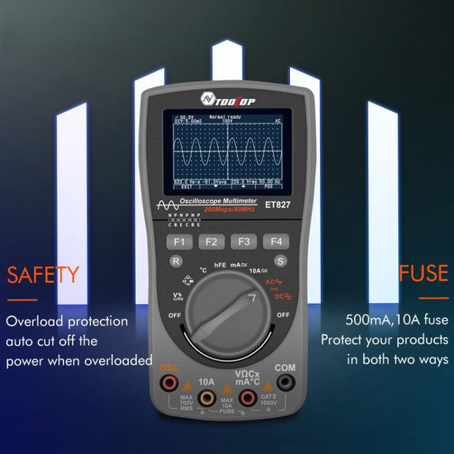 Oscilloscope Multimeter 200Msps Sampling Rate 40MHz Oscilloscope + Multimeter 2 In 1, ET827