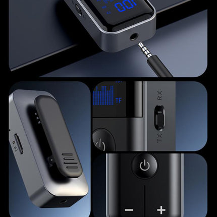 2-In-1 Bluetooth 5.4 Transmitter & Receiver AUX Car/Travel Adapter with 3.5mm Jack, TF Card Slot, Lapel Clip Design, M20
