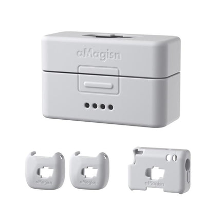 For DJI Mic Mini aMagisn MP01 Silicone Protective Case, 3 In 1 Black, 3 In 1 Gray, 3 In 1 Pink, 3 In 1 Purple, 3 In 1 Blue, 4 In 1 Black, 4 In 1 Gray, 4 In 1 Blue
