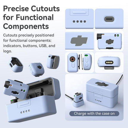 For DJI Mic Mini aMagisn MP01 Silicone Protective Case, 3 In 1 Black, 3 In 1 Gray, 3 In 1 Pink, 3 In 1 Purple, 3 In 1 Blue, 4 In 1 Black, 4 In 1 Gray, 4 In 1 Pink, 4 In 1 Purple, 4 In 1 Blue