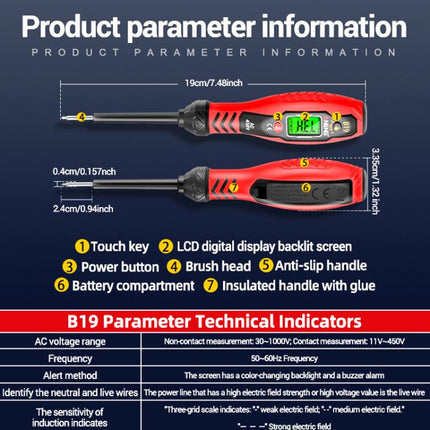 ANENG Digital Display High-Precision Intelligent Induction Test Pen, Red Flat Head, Yellow Flat Head, Red Cross Head, Yellow Cross Head