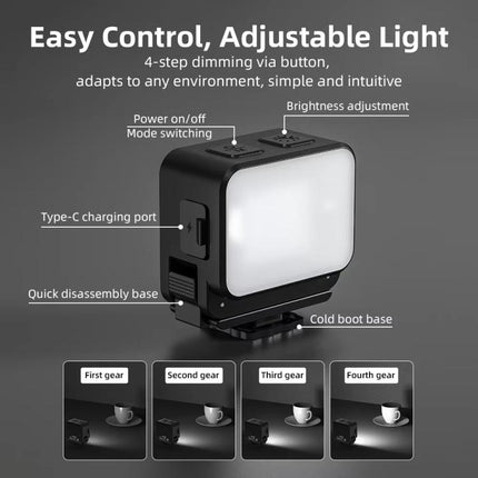 For DJI Action 5 Pro/ Action 4 Flymile 20 LEDs Magnetic Fill Light Rechargeable Video Light 3000K/4440K/8700K Adjustable, For DJI Action 5 Pro/ Action 4