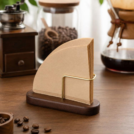 Coffee Filter Paper Holder Household Filter Paper Box Solid Wood Storage Stand, Oak Wood, Walnut Wood