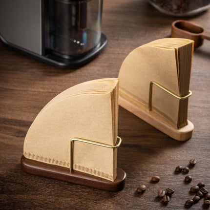 Coffee Filter Paper Holder Household Filter Paper Box Solid Wood Storage Stand, Oak Wood, Walnut Wood