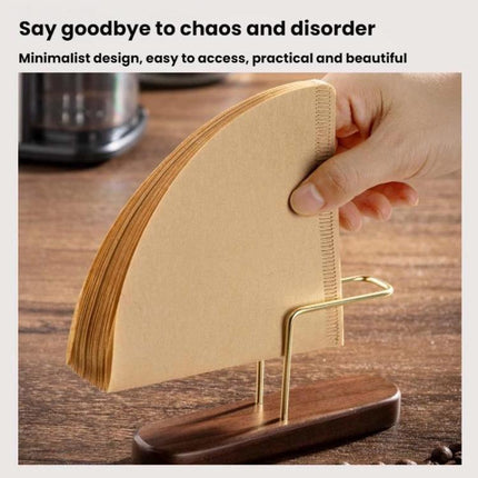 Coffee Filter Paper Holder Household Filter Paper Box Solid Wood Storage Stand, Oak Wood, Walnut Wood