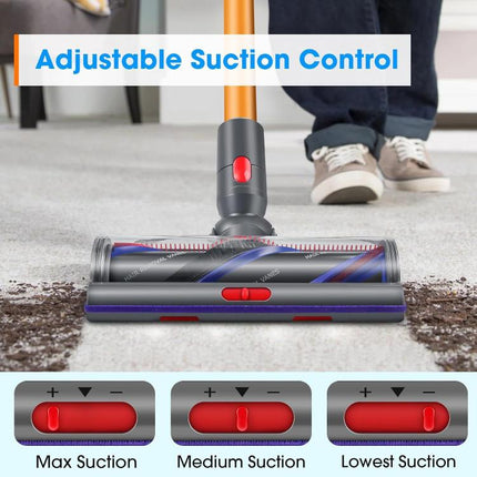 100W High-Torque Brush Head For Dyson V7/V8/V10/V11/V15 Vacuum Cleaner Adjustable Suction Power, 100W High-Torque Brush Head