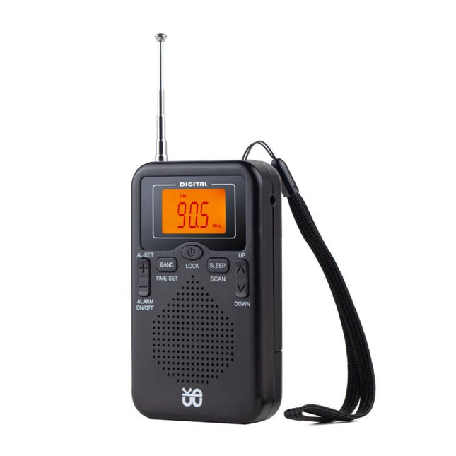 Portable FM/AM Clock-Controlled Stereo Pocket Radio Player