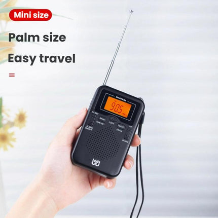 Portable FM/AM Clock-Controlled Stereo Pocket Radio Player, For EU, For US