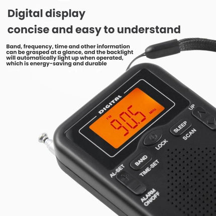 Portable FM/AM Clock-Controlled Stereo Pocket Radio Player, For EU, For US