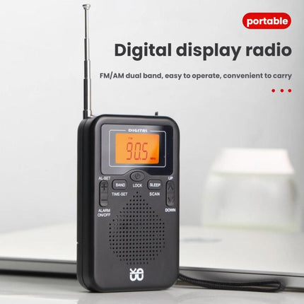 Portable FM/AM Clock-Controlled Stereo Pocket Radio Player, For EU, For US