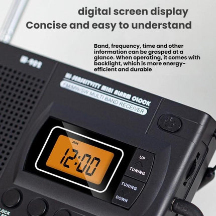 FM/AM/SW Full-Band Portable Clock LCD Clock Control Radio Player, For EU, For US