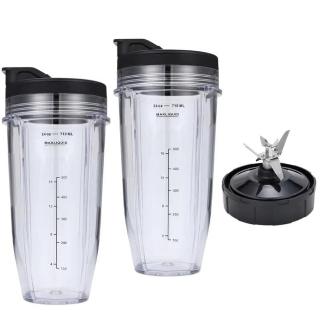 For Ninja BL480 Juicer 5 In 1 Accessories, 2pcs 24 oz Cups+7-Pages Knife Holder+2 Lids
