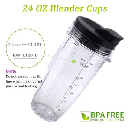 For Ninja BL480 Juicer 5 In 1 Accessories, 2pcs 24 oz Cups+7-Pages Knife Holder+2 Lids