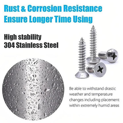800pcs /Set Metric M2 Carbon Steel Phillips Self-Drilling Screw Kit, 800pcs /Set Round Head, 800pcs /Set Flat Head