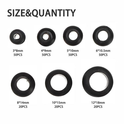 260pcs /Set Double-Sided O-Ring Rubber Sealing Waterproof Conduit Rings, 260pcs /Set
