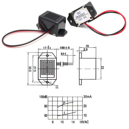 5pcs Active Mechanical Piezoelectric Rat Insect Repellent Buzzer, 3V, 6V, 9V, 12V, 24V
