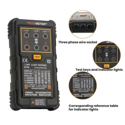 PEAKMETER Three-phase AC Motor Rotation Phase Sequence Tester