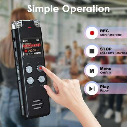 Portable HD Noise-Cancelling Voice-Activated Digital Voice Recorder For Conferences