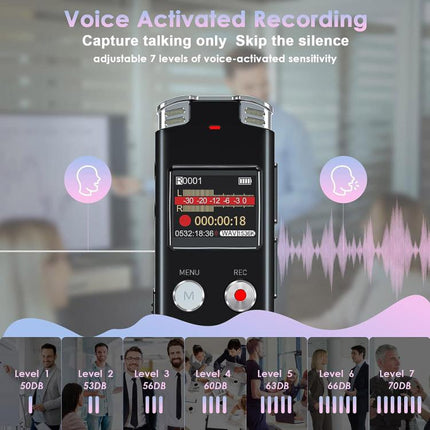 Portable HD Noise-Cancelling Voice-Activated Digital Voice Recorder For Conferences