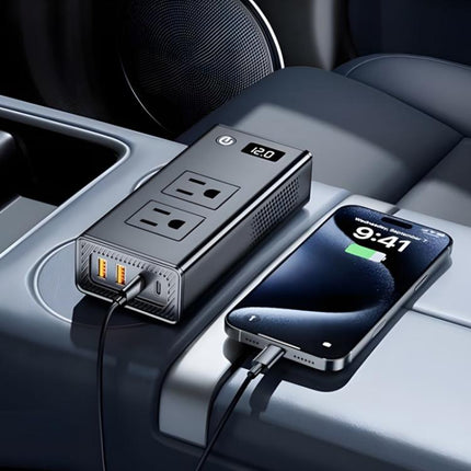 DC12V 200W Fast Charging QC3.0 PD Car Cigarette Lighter Portable Inverter, 110V US Plug, 220V Universal